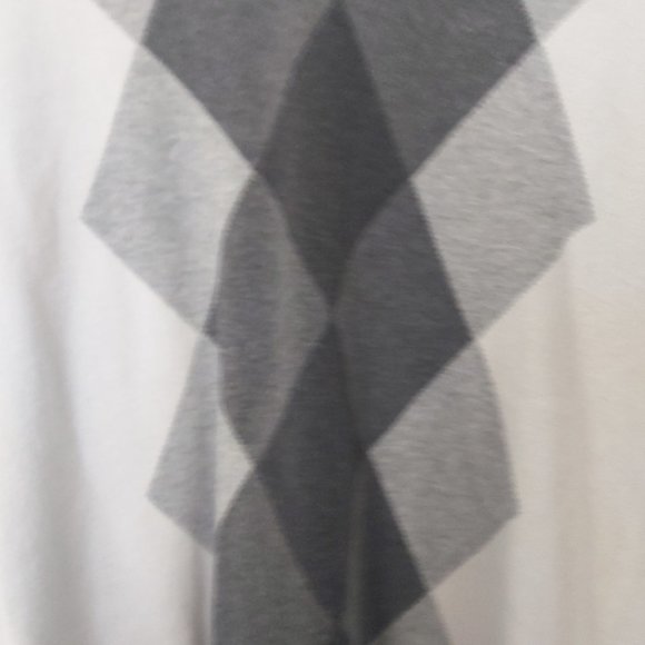 VAN HUESEN | Men's V-Neck Argyle Sweater Grey White Black Size X Large - Picture 3 of 5